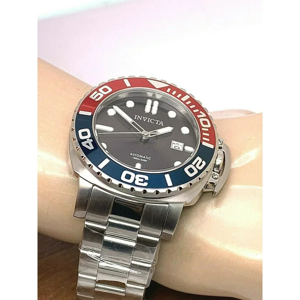 Invicta Men’s Automatic Dive Watch - Red & Blue Bezel, Black Dial